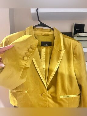 Yellow Velvet Cropped Blazer